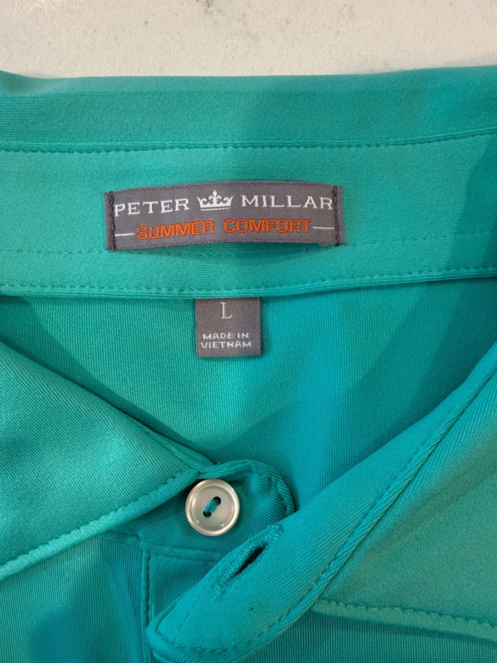 Peter Millar Turquoise Polo with Embroidered Tree - Picture 2 of 4